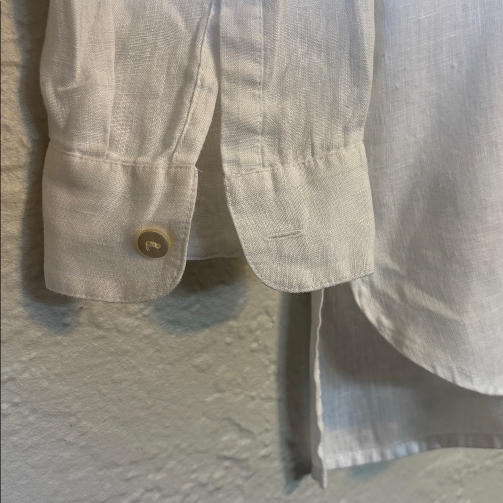 J. Jill Lightweight Long Sleeve White Button Down Linen Blouse L - Picture 5 of 7
